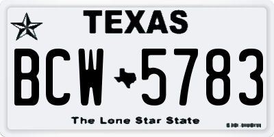 TX license plate BCW5783