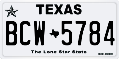 TX license plate BCW5784