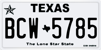TX license plate BCW5785