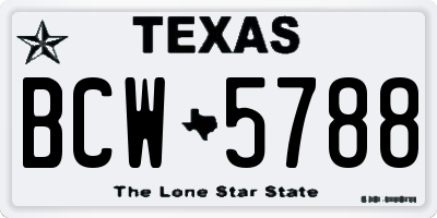 TX license plate BCW5788