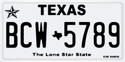 TX license plate BCW5789