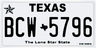 TX license plate BCW5796
