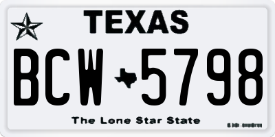 TX license plate BCW5798