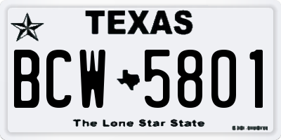 TX license plate BCW5801