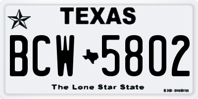 TX license plate BCW5802