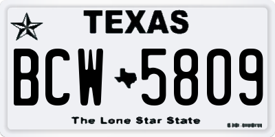 TX license plate BCW5809