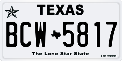 TX license plate BCW5817