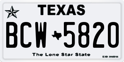 TX license plate BCW5820