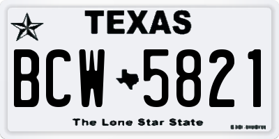 TX license plate BCW5821
