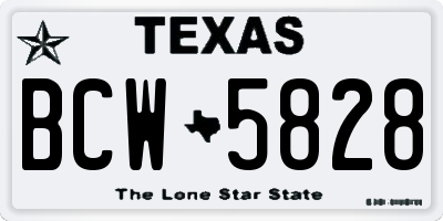 TX license plate BCW5828