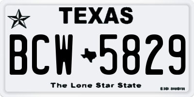 TX license plate BCW5829