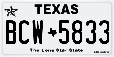 TX license plate BCW5833