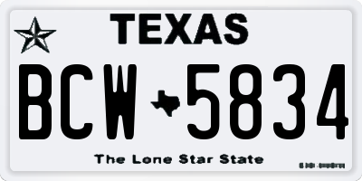 TX license plate BCW5834