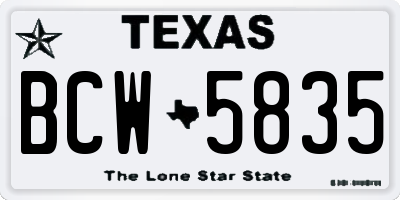 TX license plate BCW5835