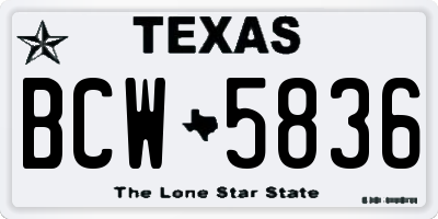 TX license plate BCW5836