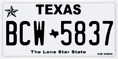 TX license plate BCW5837