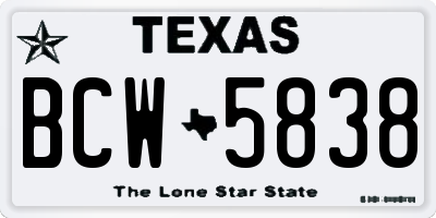 TX license plate BCW5838