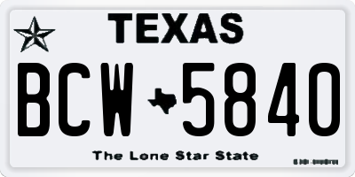 TX license plate BCW5840