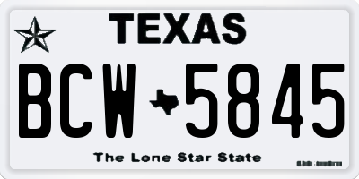 TX license plate BCW5845