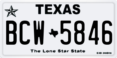 TX license plate BCW5846