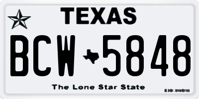 TX license plate BCW5848