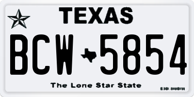 TX license plate BCW5854