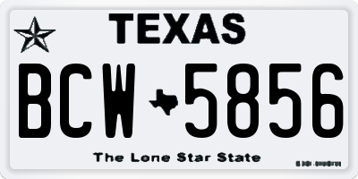 TX license plate BCW5856
