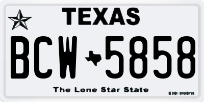 TX license plate BCW5858