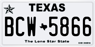 TX license plate BCW5866