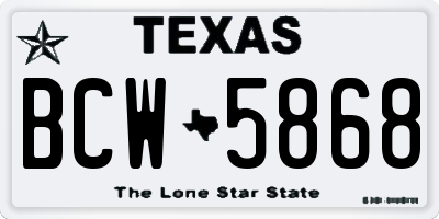 TX license plate BCW5868