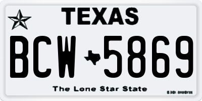 TX license plate BCW5869