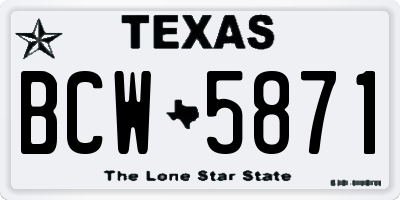 TX license plate BCW5871