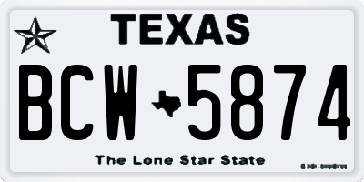 TX license plate BCW5874