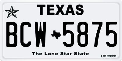 TX license plate BCW5875