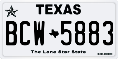 TX license plate BCW5883