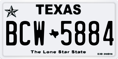 TX license plate BCW5884