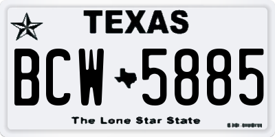 TX license plate BCW5885