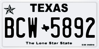 TX license plate BCW5892