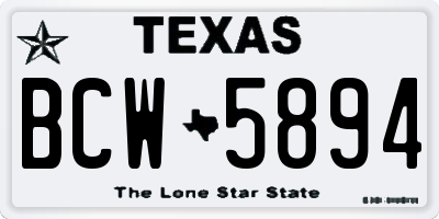TX license plate BCW5894