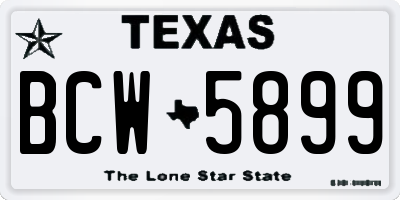 TX license plate BCW5899