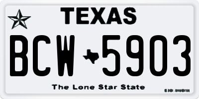 TX license plate BCW5903