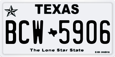 TX license plate BCW5906