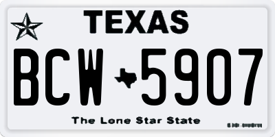 TX license plate BCW5907