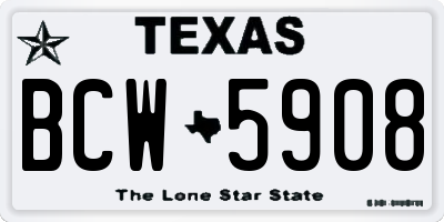 TX license plate BCW5908