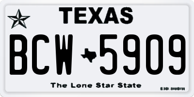 TX license plate BCW5909