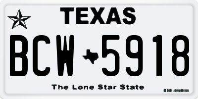 TX license plate BCW5918