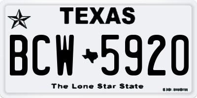 TX license plate BCW5920