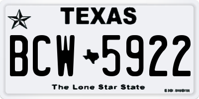 TX license plate BCW5922