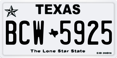 TX license plate BCW5925