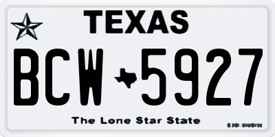 TX license plate BCW5927